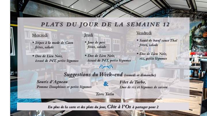 Menus de la Semaine 12